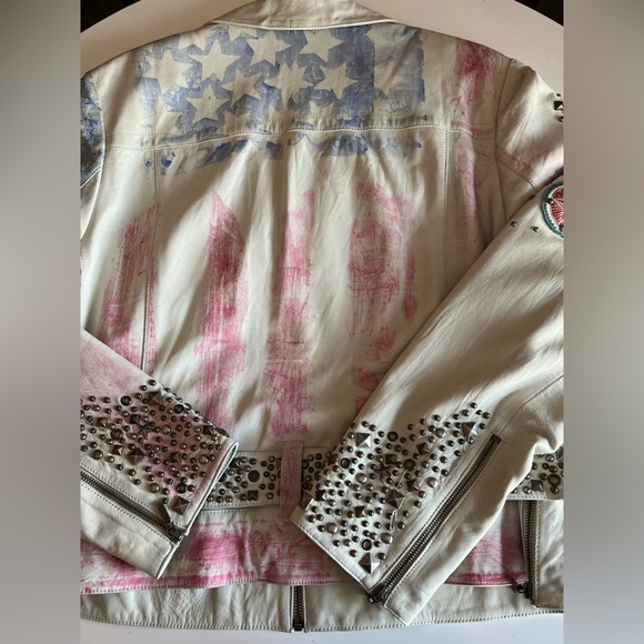 NWOT Ladies 2X Double D Ranch “Liberty and Justice” Leather Moto Jacket America - Picture 9 of 9